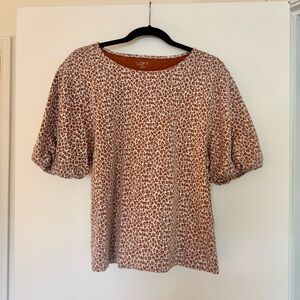 LOFT Women's Brown Patterned Blouse